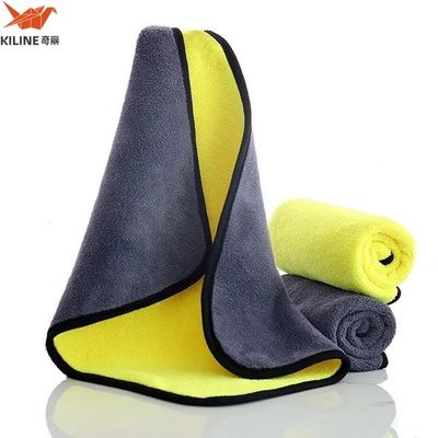 Polissage de voiture en cire serviette de super qualité en microfibre à double face en laine de corail cuisine conceptions d'impression sur mesure