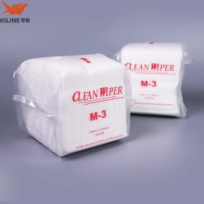 25cm * 25cm Non-woven Fabric Viscose Polyester M3 Cleanroom Wiper Cleaning Paper