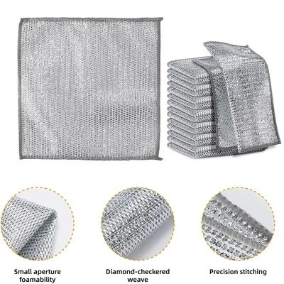 Harga yang bagus KILINE Double-sided Silver dan Steel Wire Dishwashing Cloth tahan lama Bambu Serat Dapur Pembersih Handuk on line